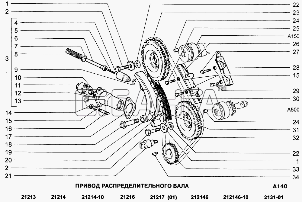 ВАЗ ВАЗ-21213-214i Схема Привод распределительного вала-84 banga.ua
